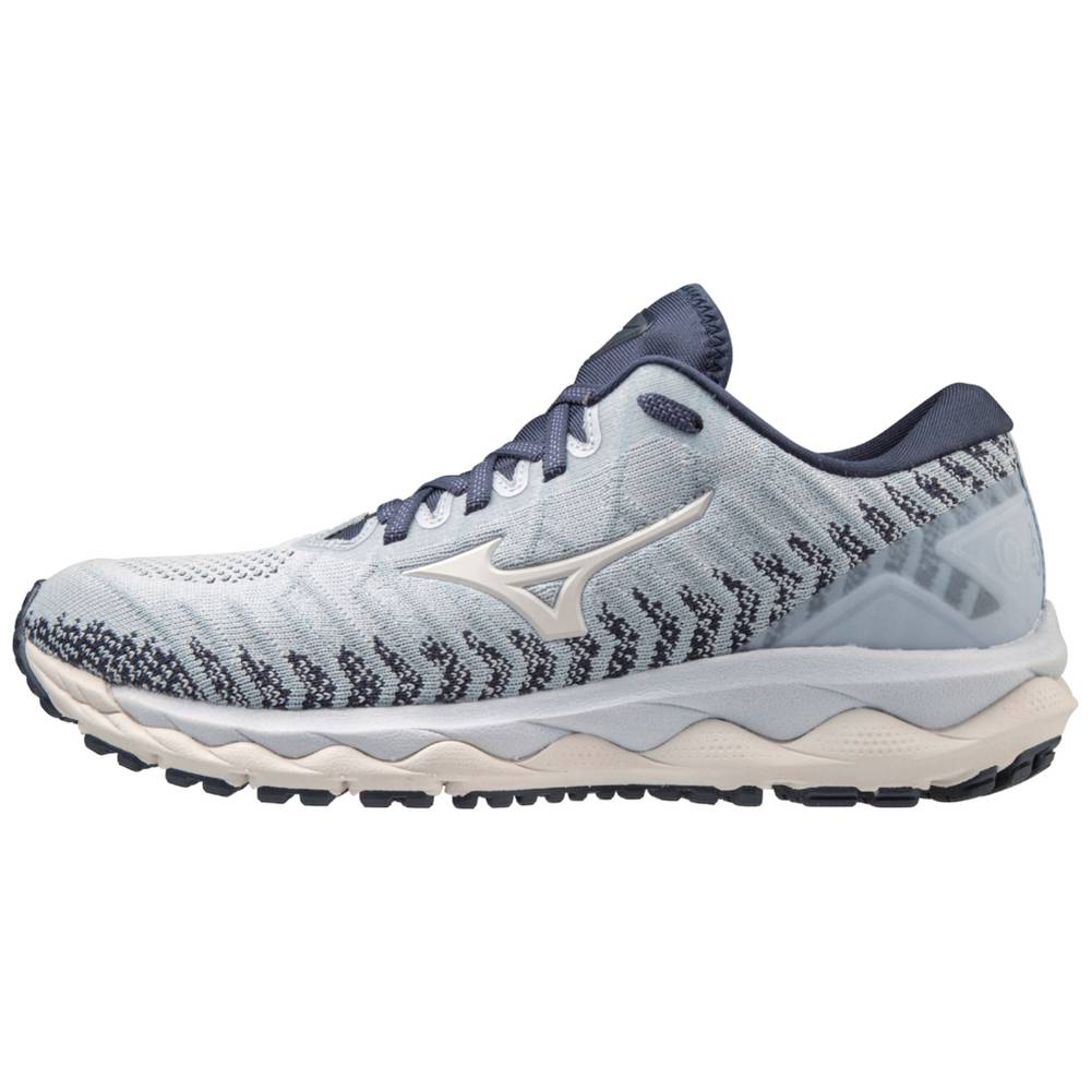 Mizuno Wave Sky 4 WAVEKNIT™ - Bayan Koşu Ayakkabısı - Beyaz/Lacivert Türkiye (HUGLQP-143)